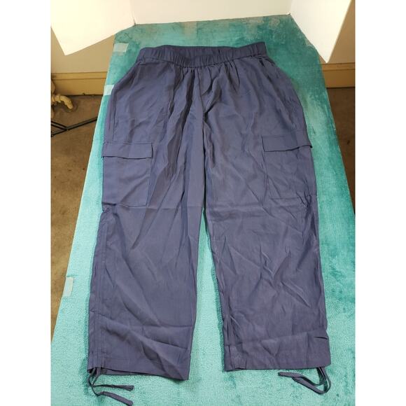 Arna York Pants Sz 22 Womens Blue Ladies Stretch Shiloh Ruched Cargo Pull On NWT - Picture 2 of 12